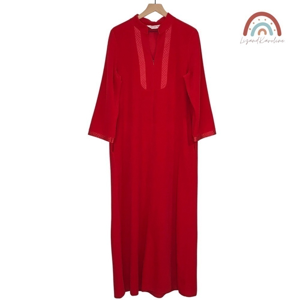 Vintage Vanity Fair Red Fleece Longline Soft Nightgown Pajama Dress